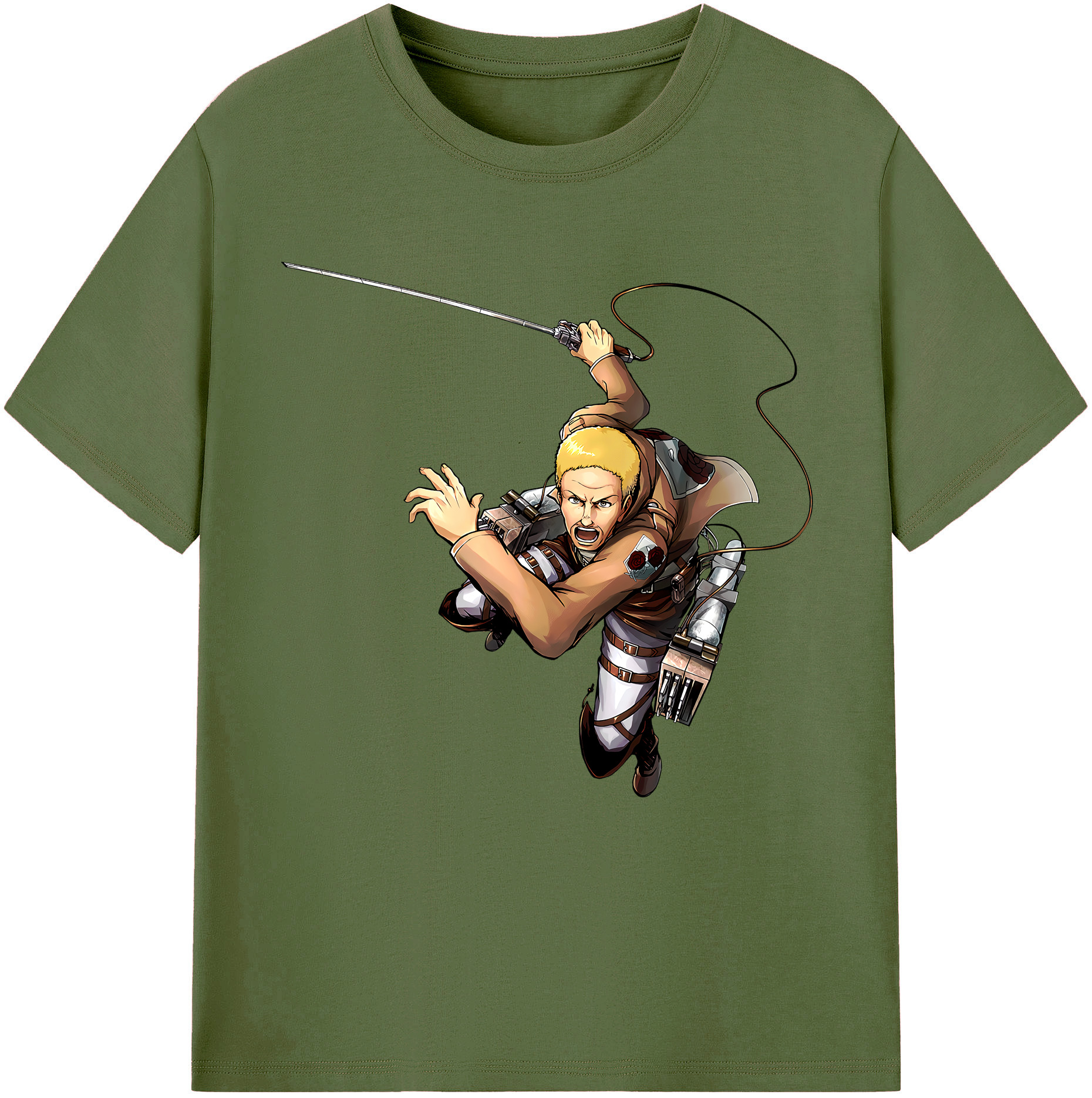 （画像用） 進撃の巨人 ハンネス Attack on Titan Hannes 綿100％半袖Tシャツ（フロントプリント）